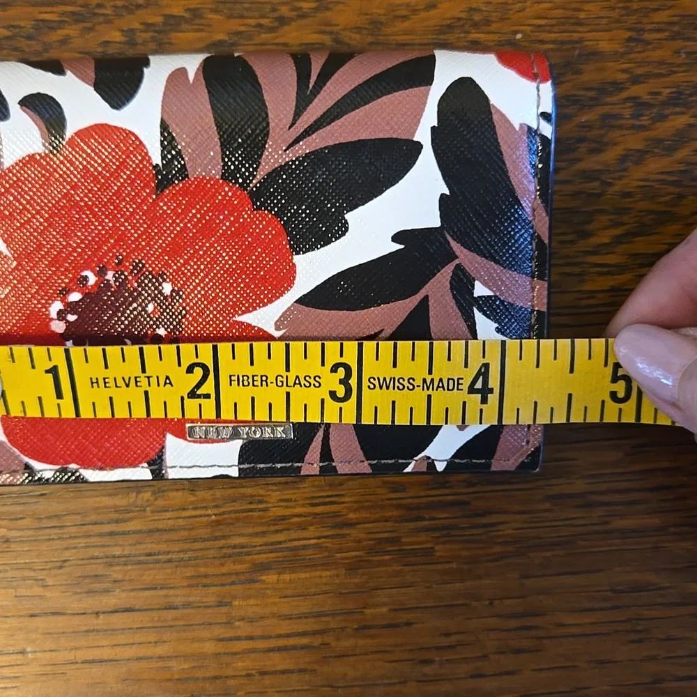 Kate Spade Compact Wallet With Key Ring In Red Poppy Field - Picture 14 of 16